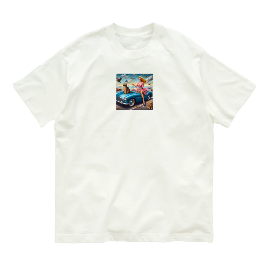 パパネコのドライブにゃんこチャン Organic Cotton T-Shirt