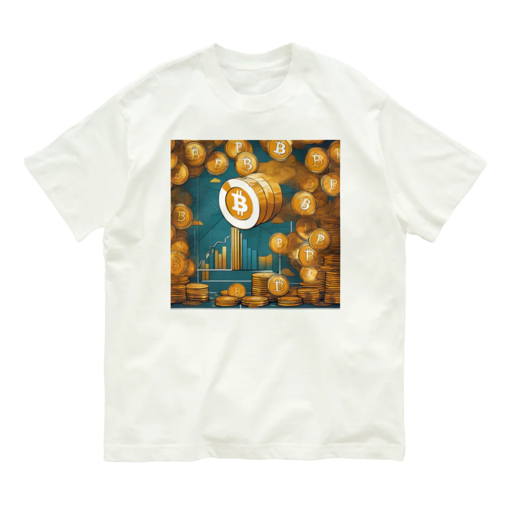 IsaRianのビットコイン+チャート オーガニックコットンTシャツ