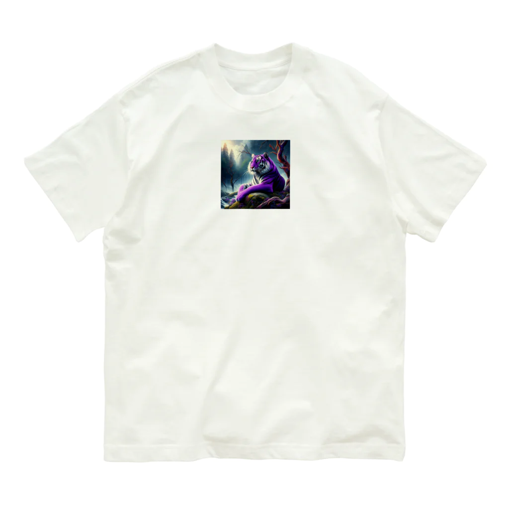 Motidukiの 紫色なトラ オーガニックコットンTシャツ