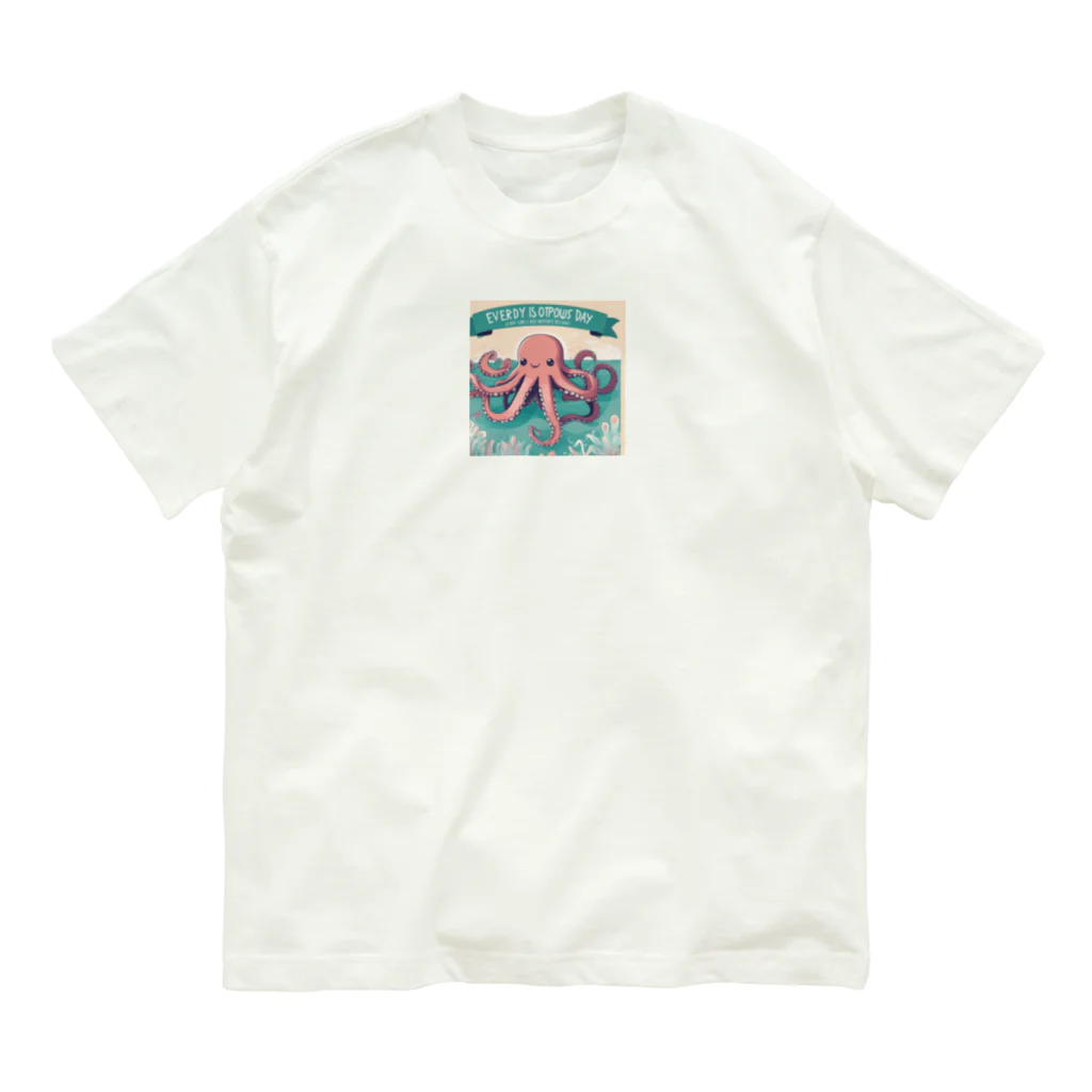 テフラんずのまいにちタコ🐙 オーガニックコットンTシャツ