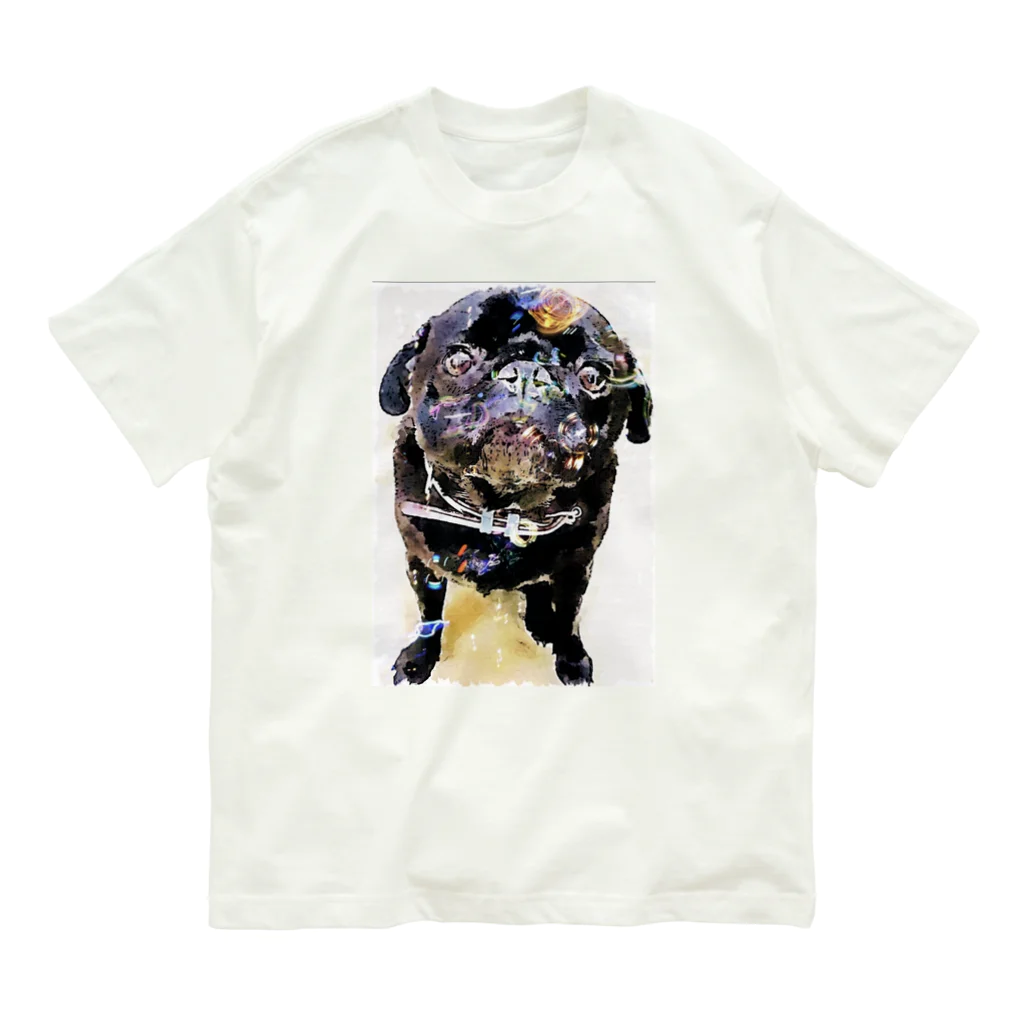 KenHana ハウスの黒パグケンちゃん癒しグッズ Organic Cotton T-Shirt