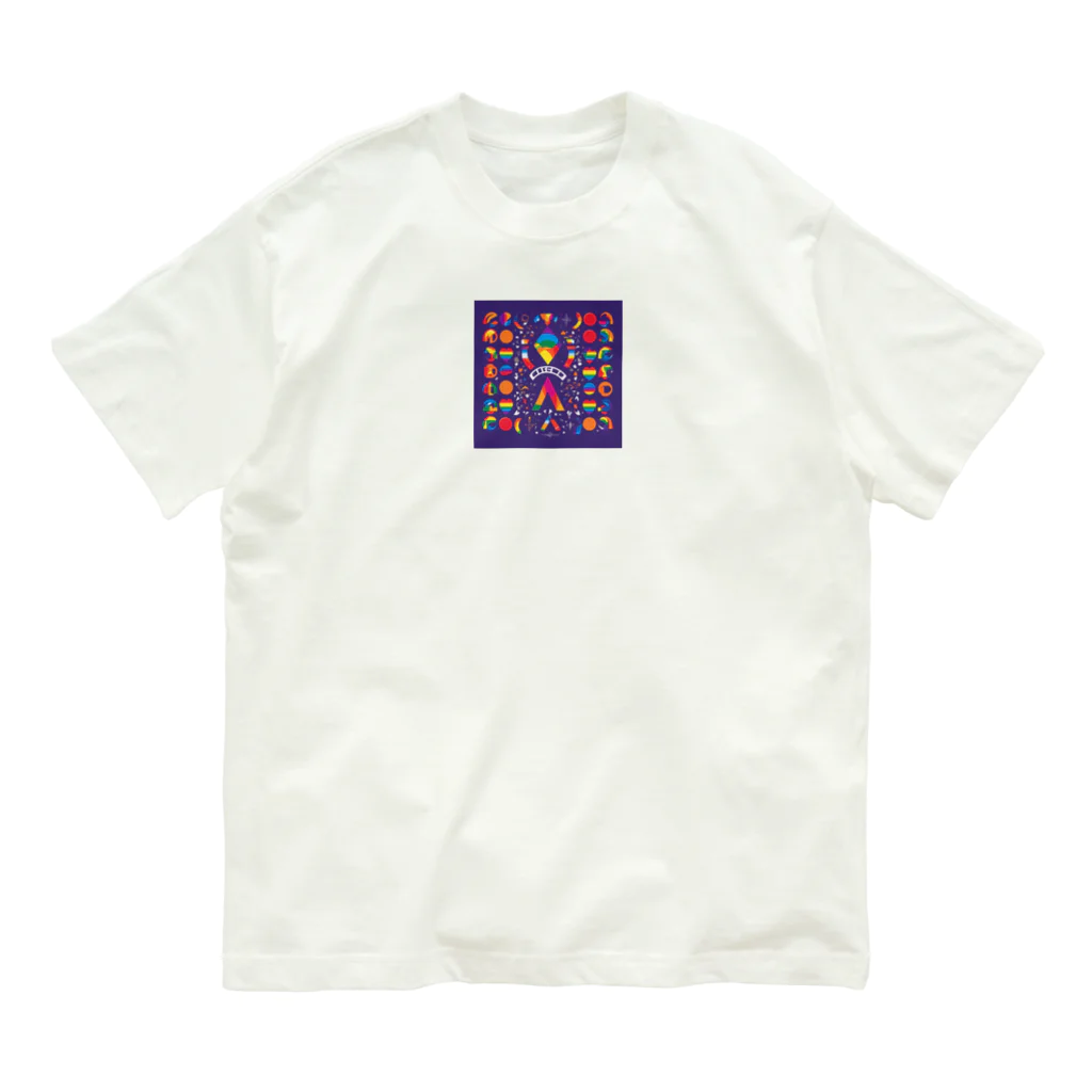 Happy　Rainbow　Flagのレインボーフラッグ オーガニックコットンTシャツ