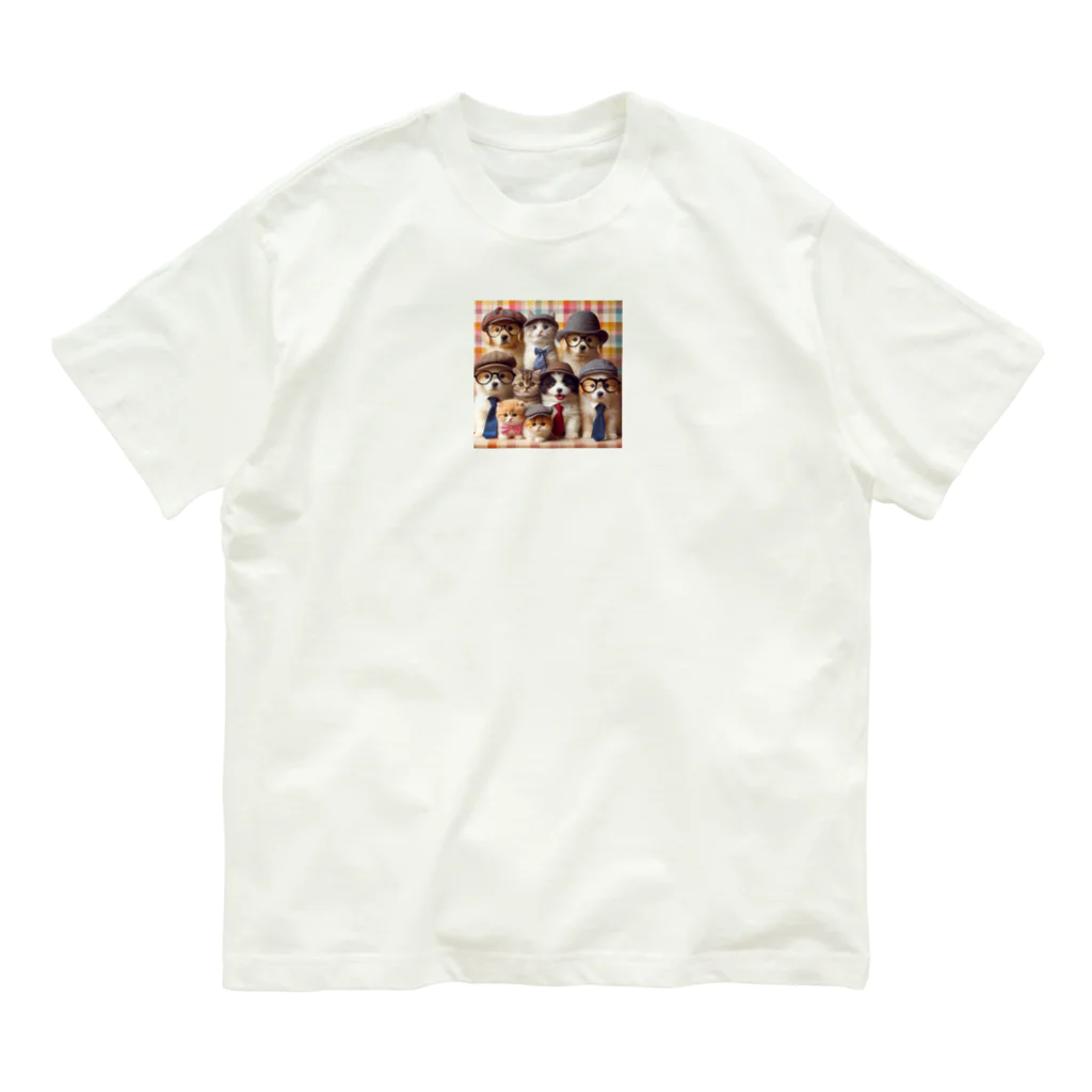 117hibikiのワンニャンファミリー🐾 オーガニックコットンTシャツ