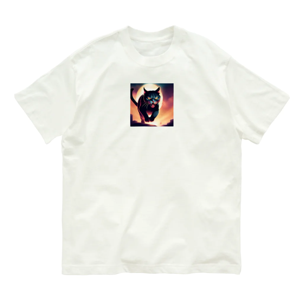 増税やめてーのかわいい猫の威嚇 Organic Cotton T-Shirt