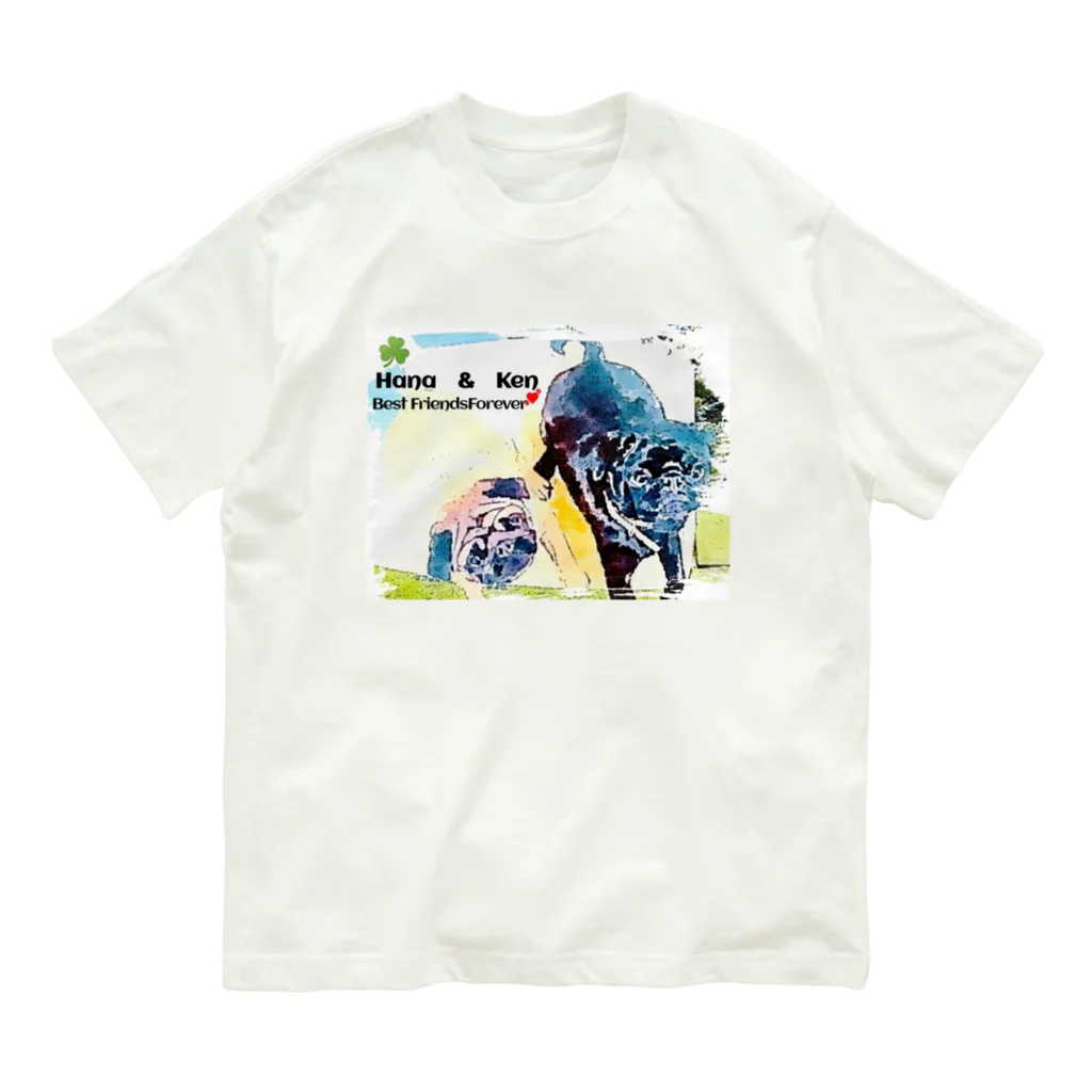 KenHana ハウスのパグ犬　花ちゃん　ケンちゃん　癒しグッズ オーガニックコットンTシャツ