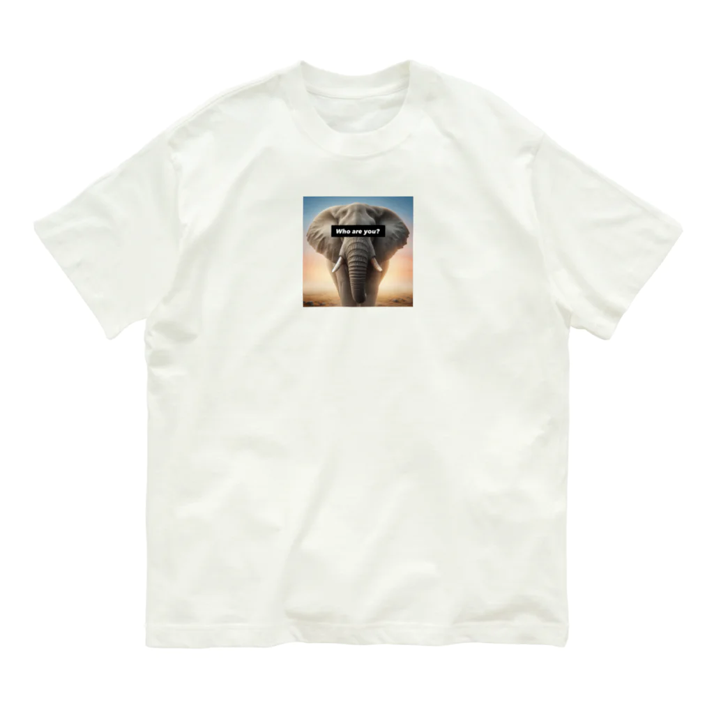 akihotyan.&のWho are you?Elephant オーガニックコットンTシャツ