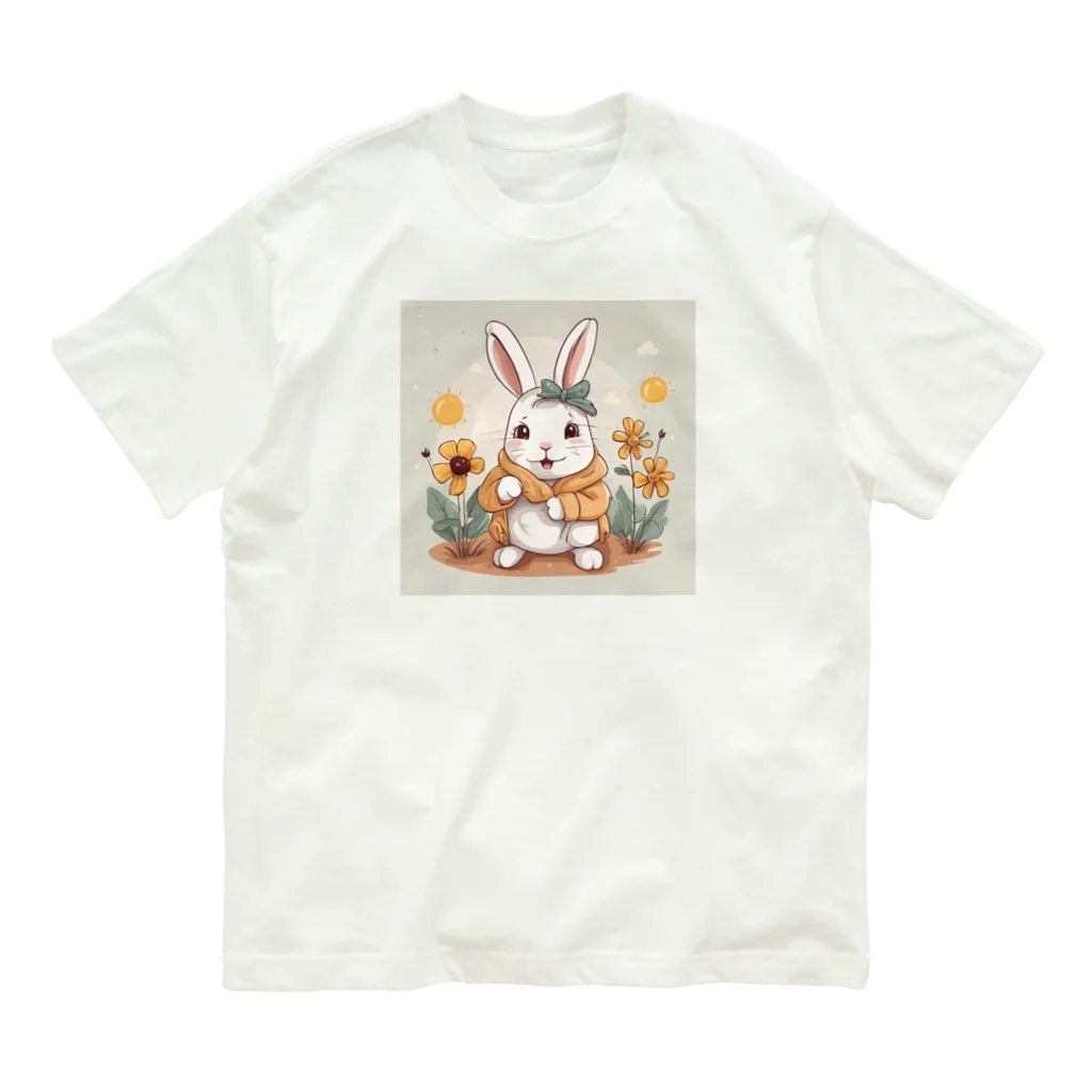 ぷっくりショップの耳が可愛いうさぎちゃん オーガニックコットンTシャツ