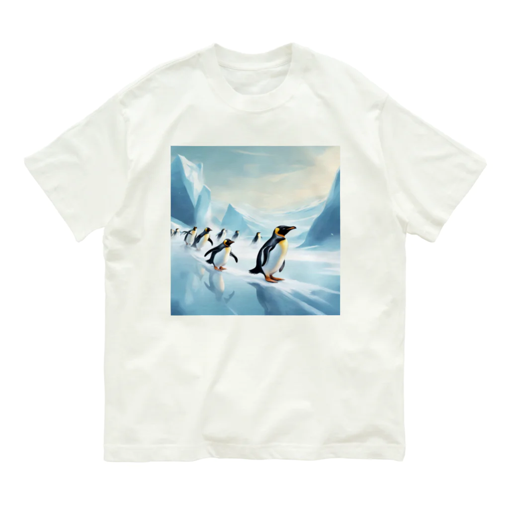 Toppogidaikonの競争するペンギン達 オーガニックコットンTシャツ