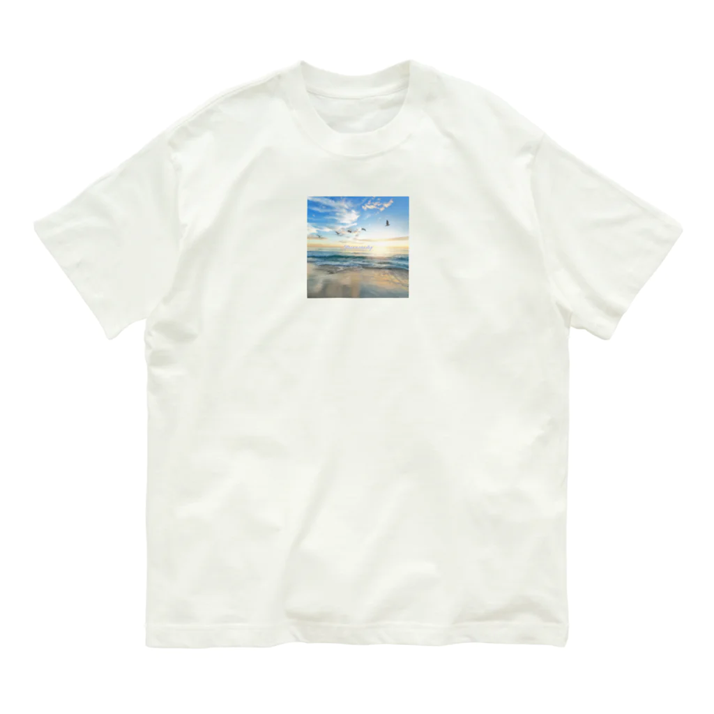 Apricot_taruの朝の海 オーガニックコットンTシャツ