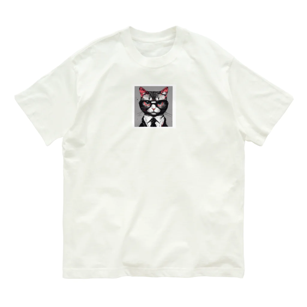 ALUのメガネをする猫 Organic Cotton T-Shirt