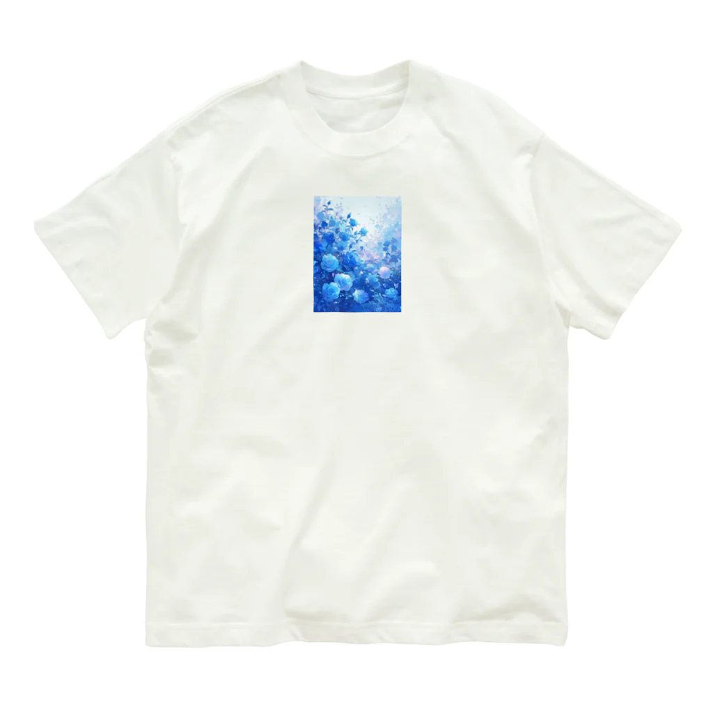 AQUAMETAVERSEの青い薔薇の花園　BLUE PLUM  691 オーガニックコットンTシャツ