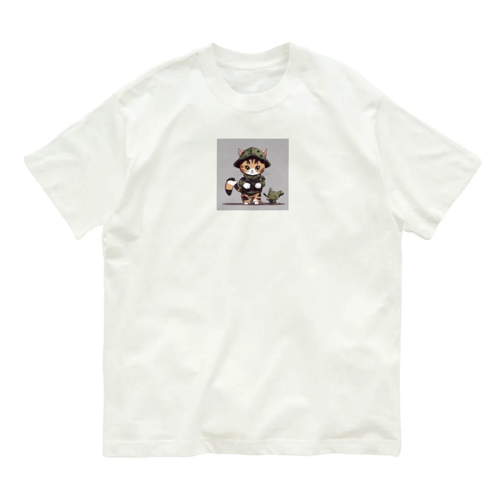 ピザベイビーの戦闘ネコ Organic Cotton T-Shirt