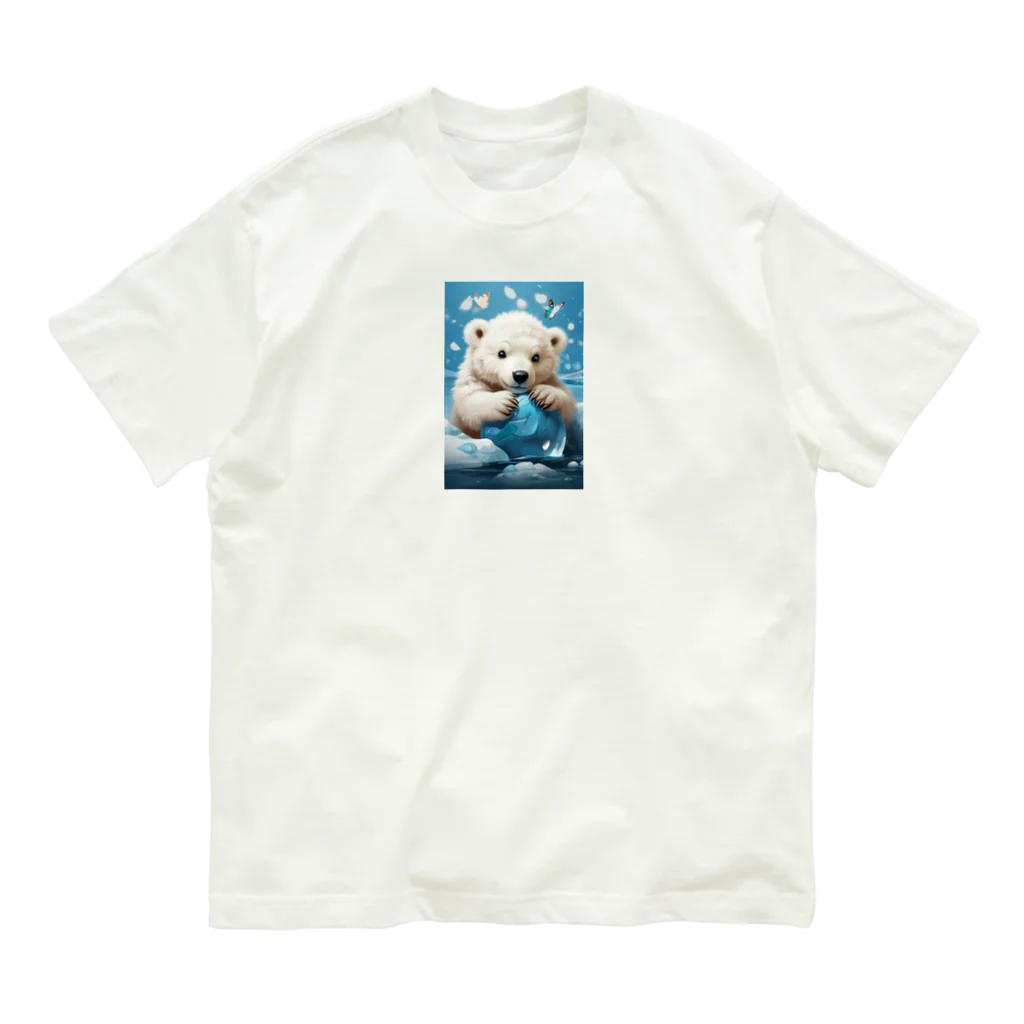 りんりんの可愛いシロクマちゃんショップ　かわいいよ！のこちらおみているしろくま Organic Cotton T-Shirt