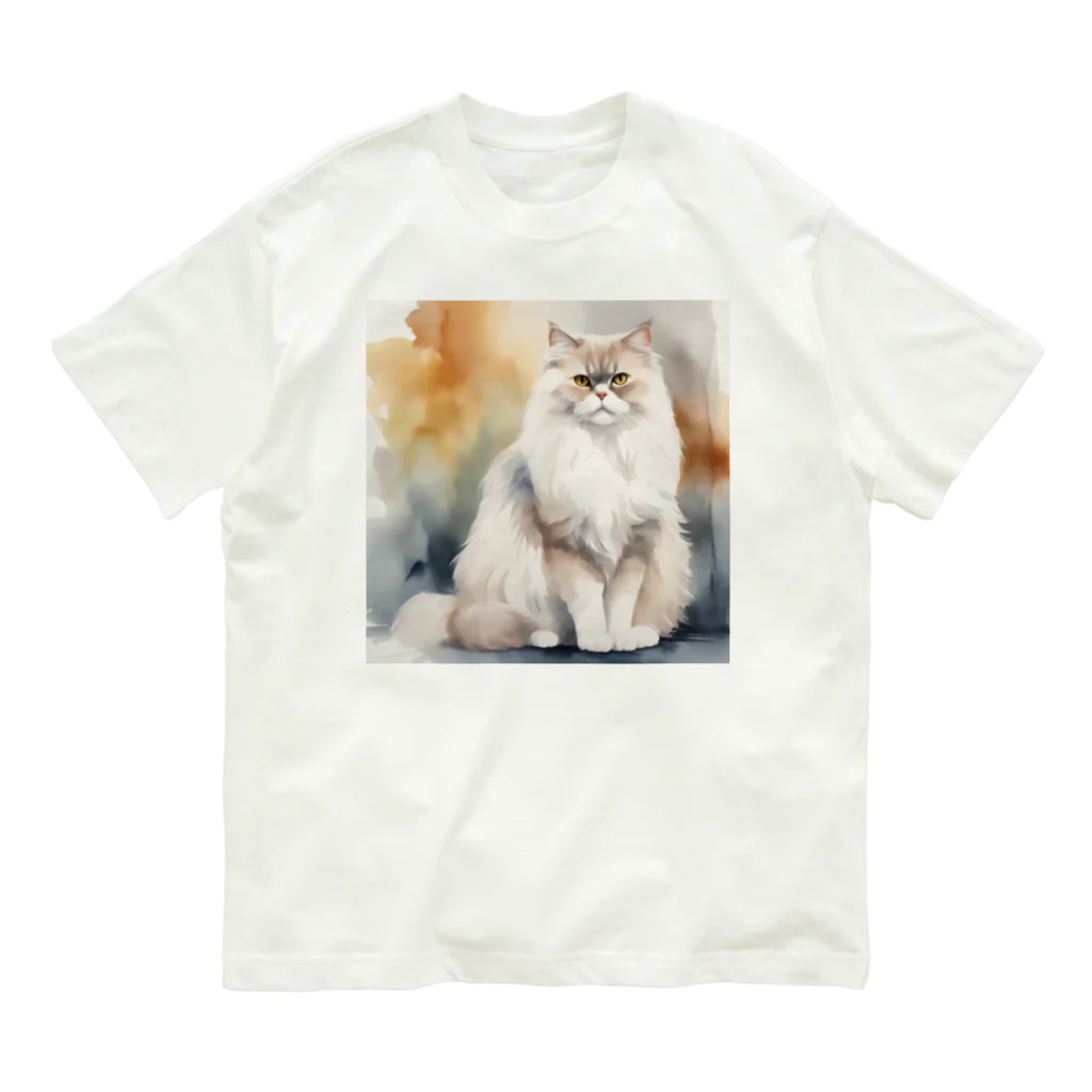 hiname-studioのペルシャ猫 オーガニックコットンTシャツ