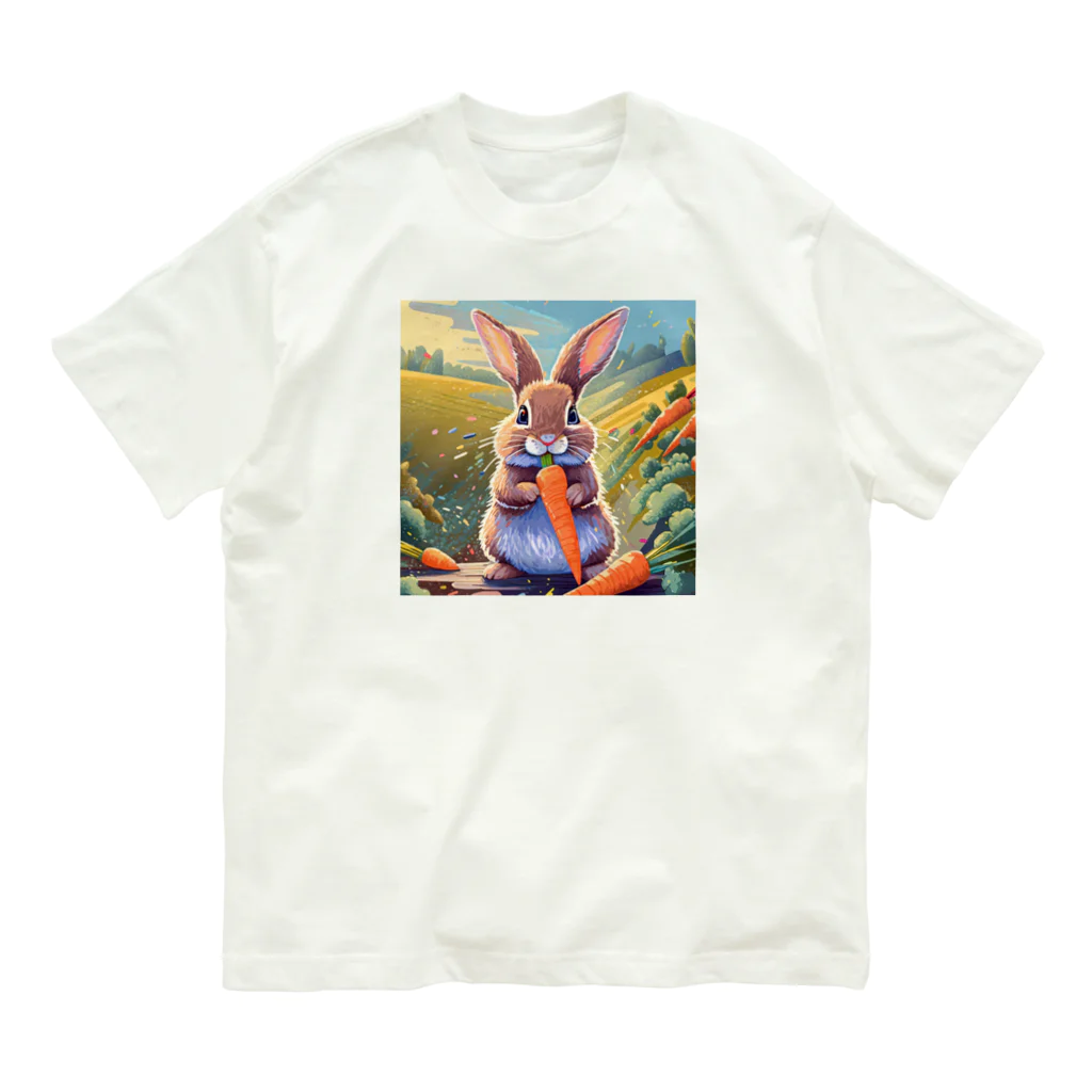 うさぎやのニンジンを食べるうさぎ Organic Cotton T-Shirt