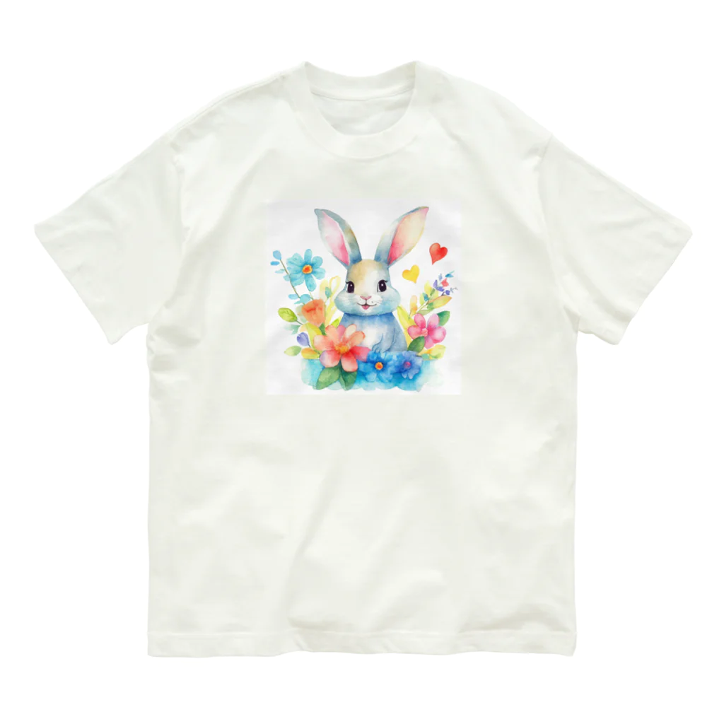 うさぎやの花に囲まれたうさぎ2 Organic Cotton T-Shirt