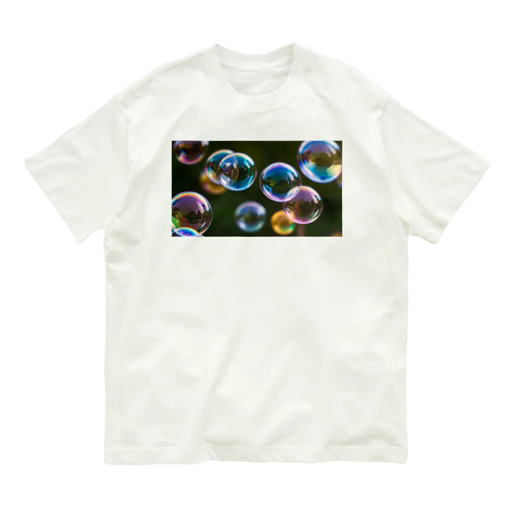 AQUAMETAVERSEの大小の輝くシャボン玉　BLUE PLUM  691 オーガニックコットンTシャツ