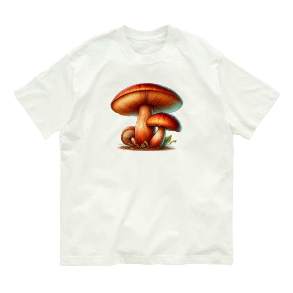 mushupのサクラシメジ オーガニックコットンTシャツ