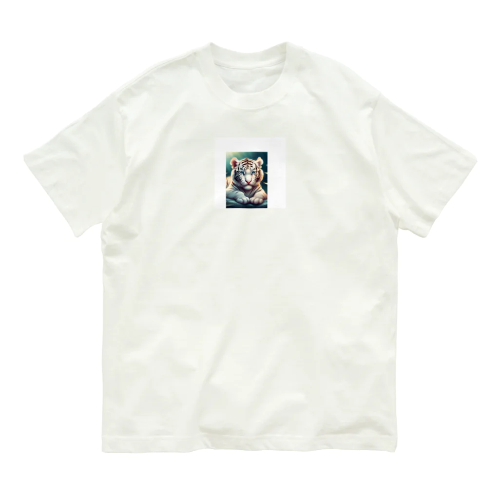 rentorataの可愛いホワイトタイガー Organic Cotton T-Shirt