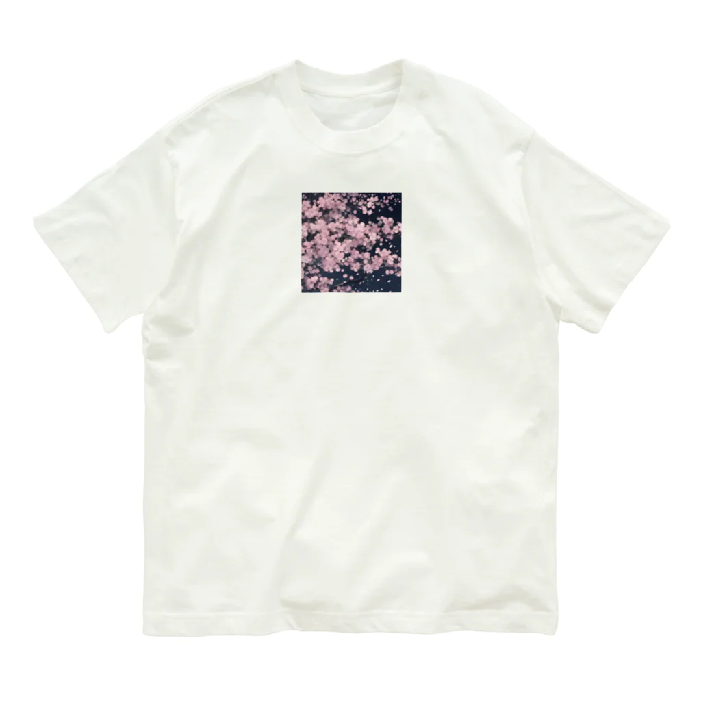 ほっと一息の夜桜 オーガニックコットンTシャツ