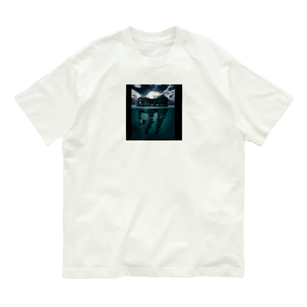 NoweのDinosaur fossils island オーガニックコットンTシャツ