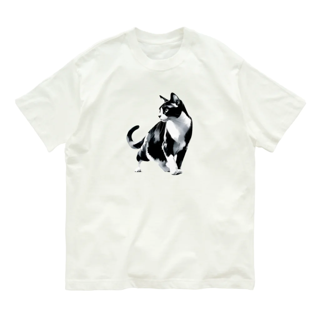 Cat Freakのハチワレキャット オーガニックコットンTシャツ