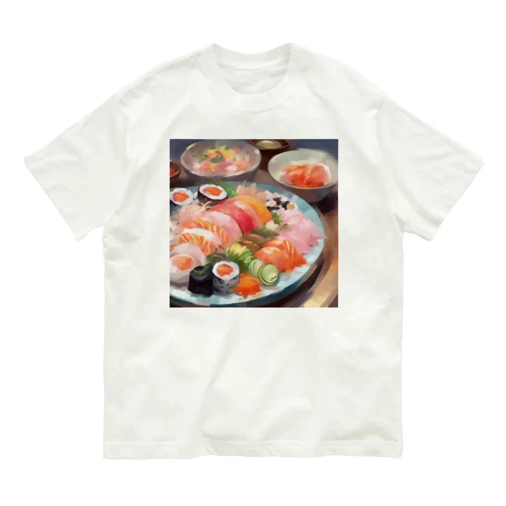 happiness_shopの美しい寿司の絵画 オーガニックコットンTシャツ