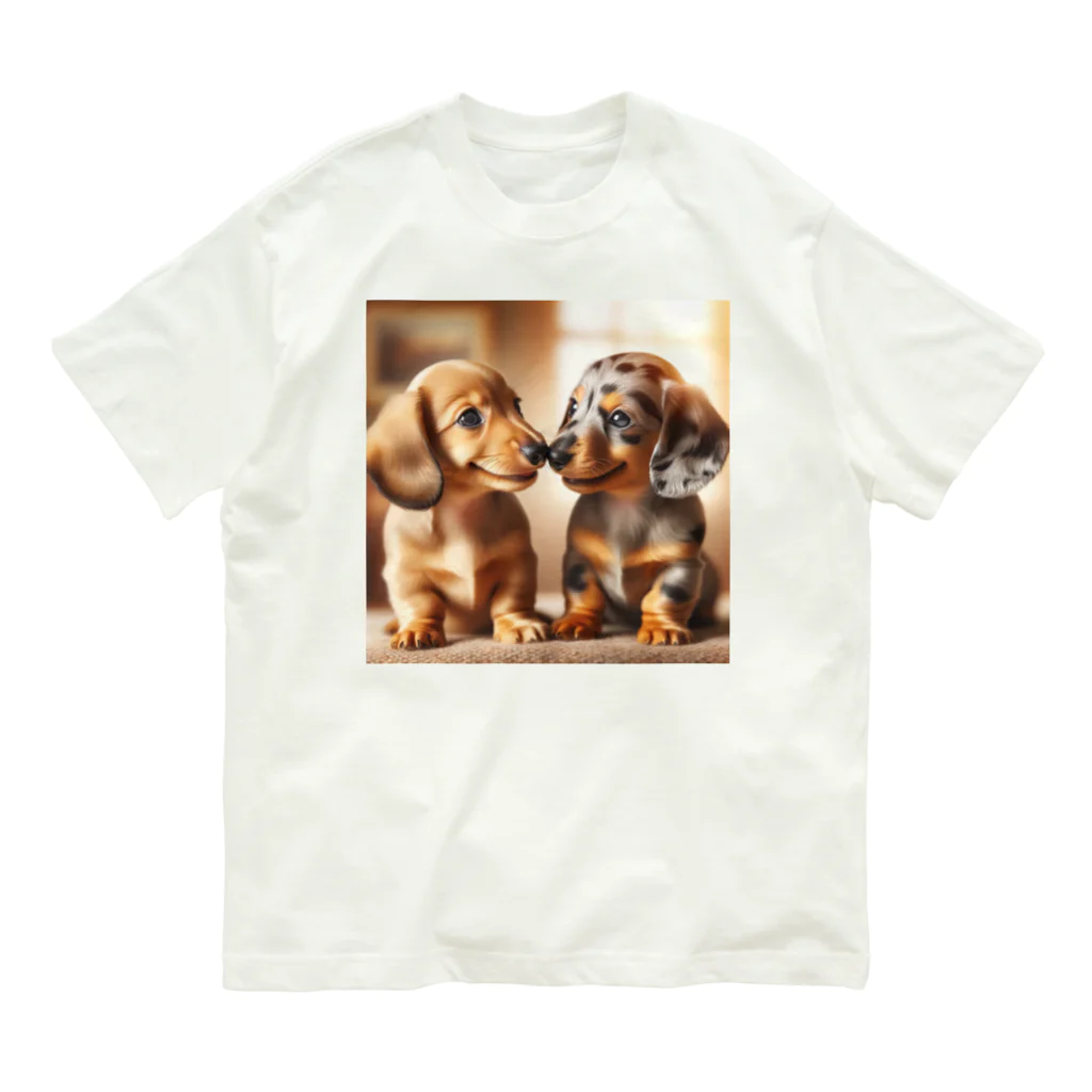 keikei5のかわいい双子のダックス！ Organic Cotton T-Shirt