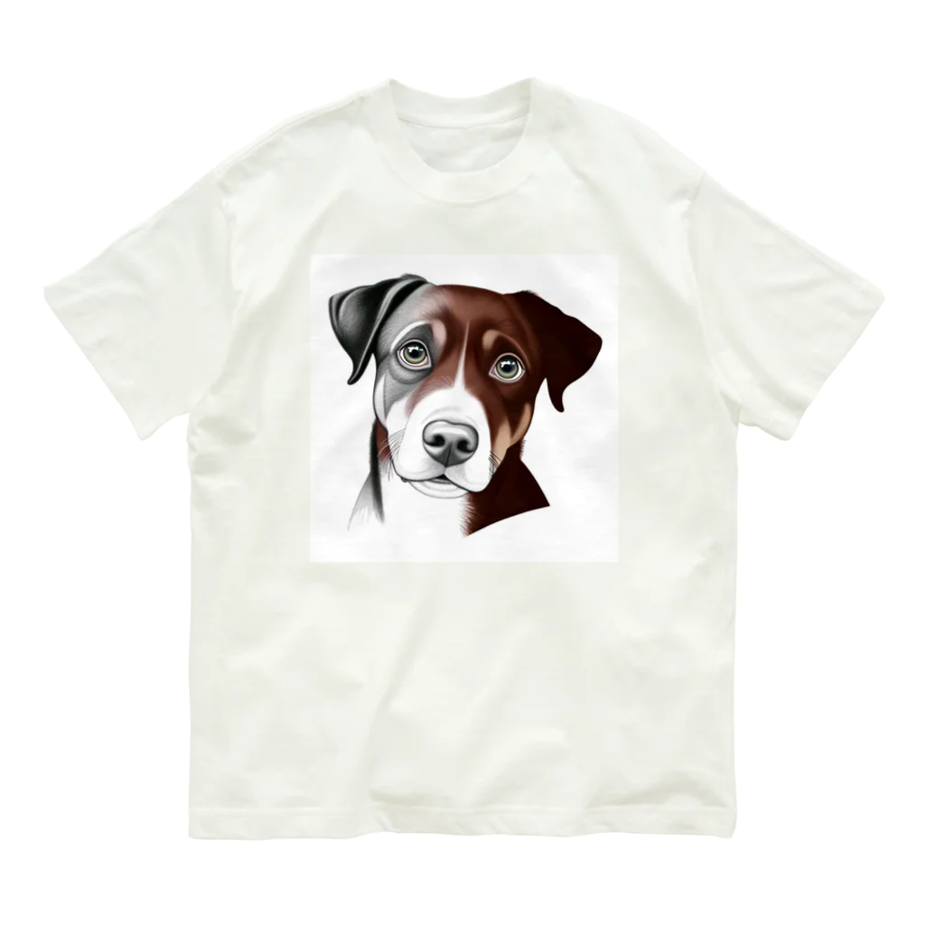 Ama'sのじっと見つめる犬さん オーガニックコットンTシャツ