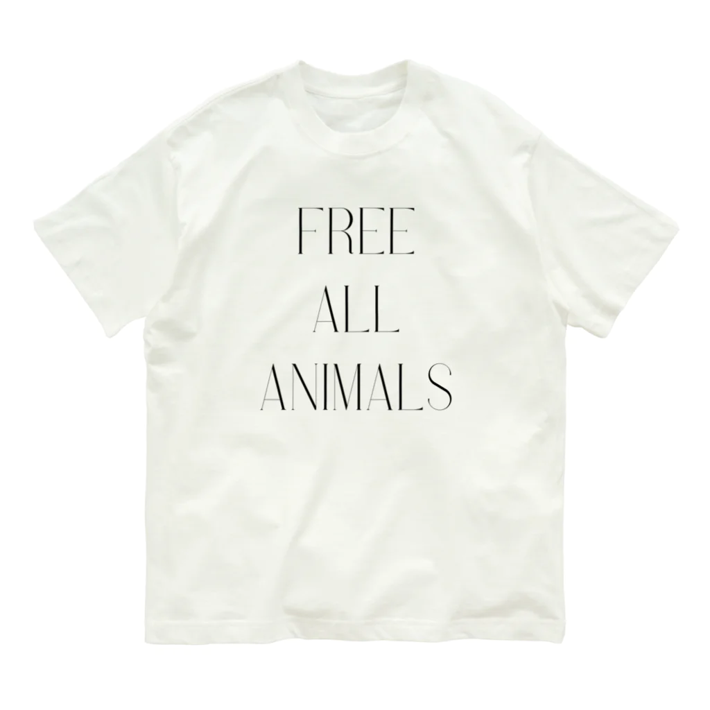 free all animalsのFREE ALL ANIMALS(おしゃれ文字) Organic Cotton T-Shirt