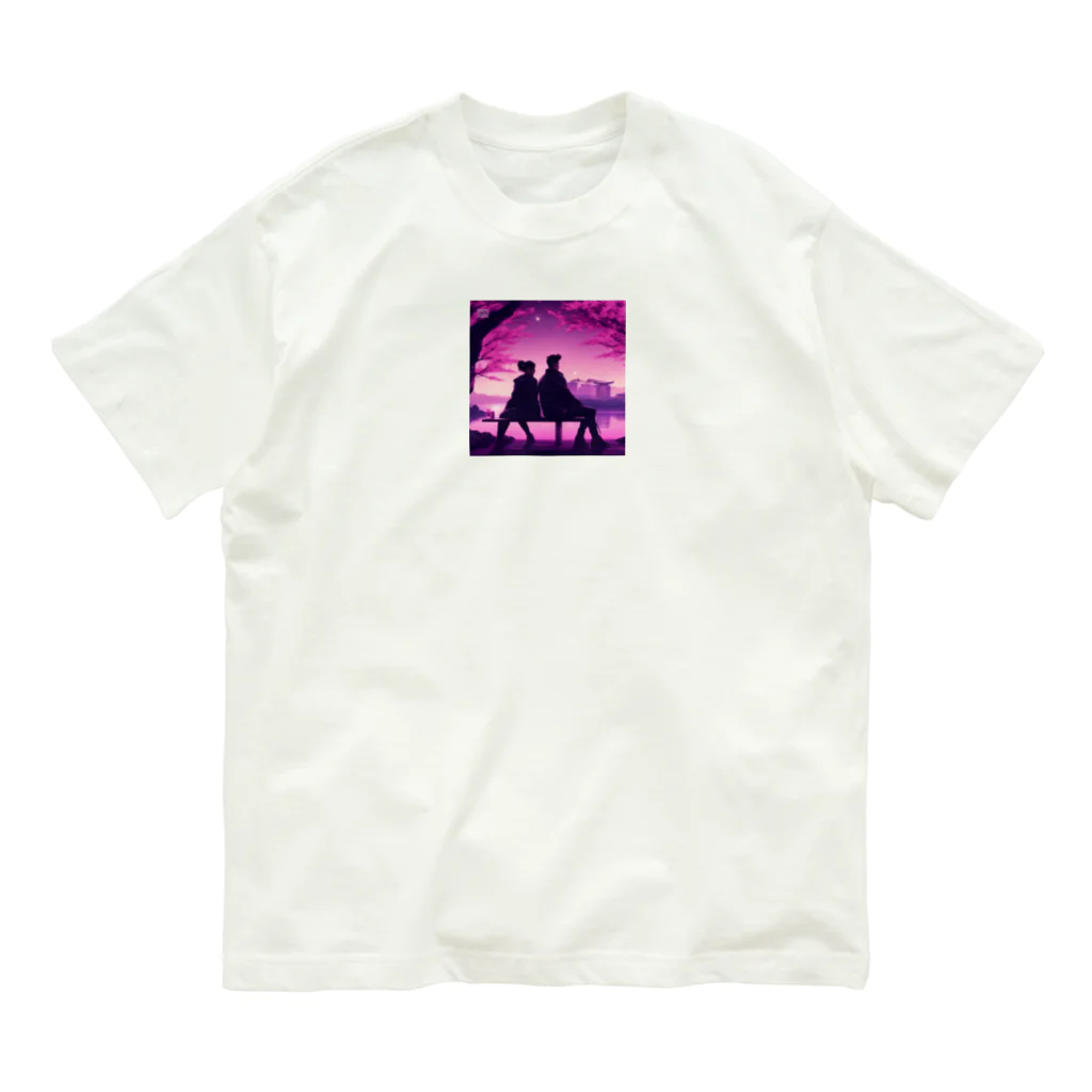 kichamanの夜桜デート オーガニックコットンTシャツ