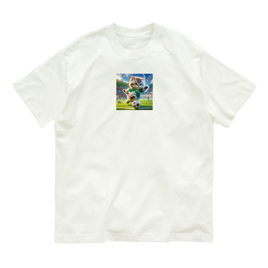 スポーツにゃんこ大戦争のサッカーにゃんこ Organic Cotton T-Shirt