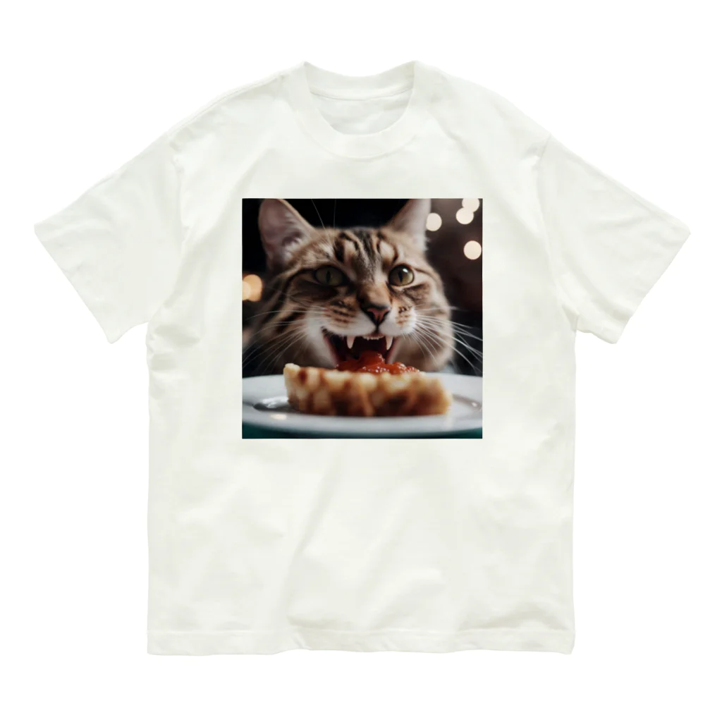 feliceのごはんを食べている猫 Organic Cotton T-Shirt