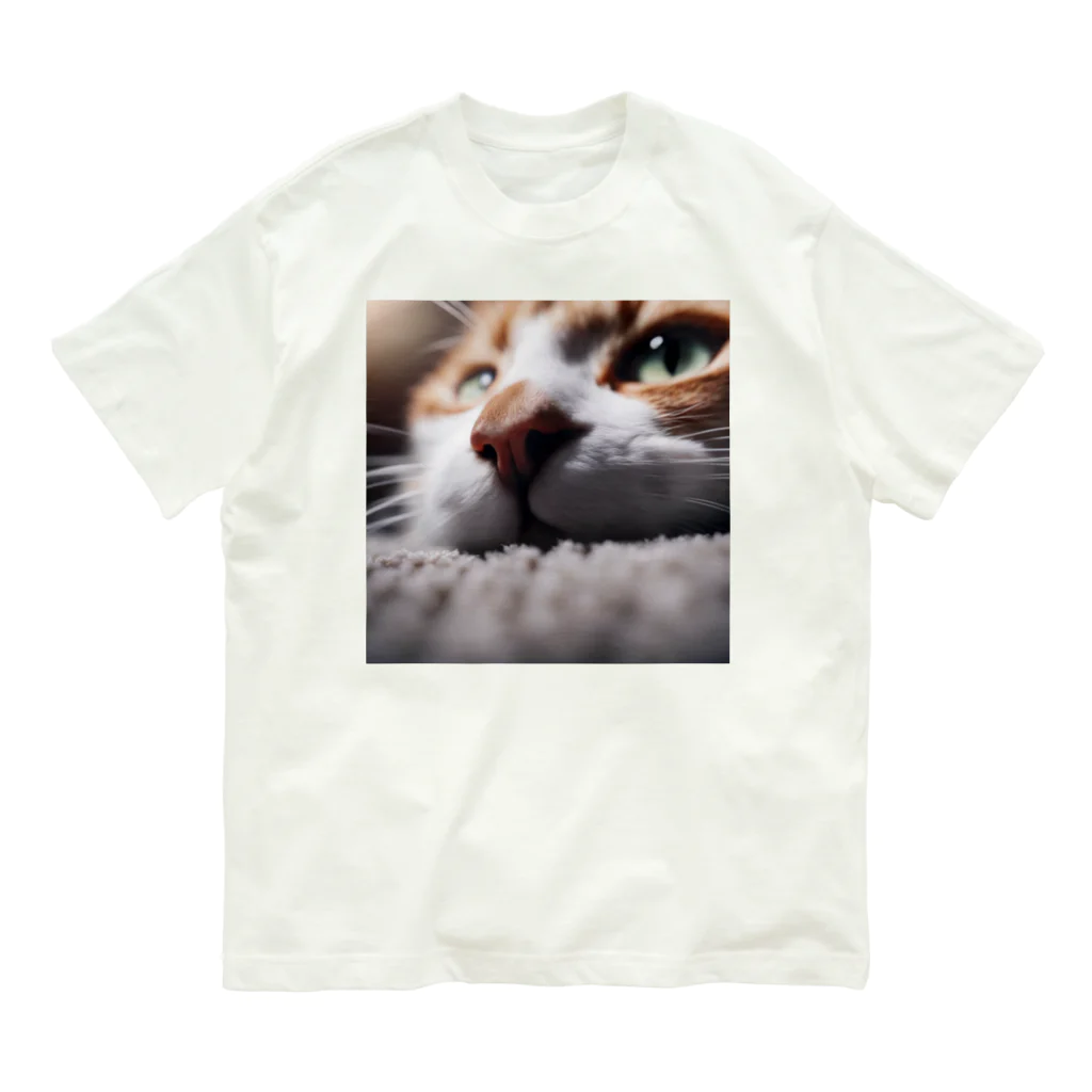 feliceのカーペットでごろんとする猫 オーガニックコットンTシャツ