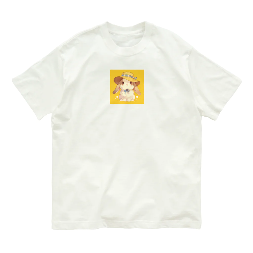 AQUAMETAVERSEの帽子をかぶった可愛いウサギ Marsa 106 オーガニックコットンTシャツ