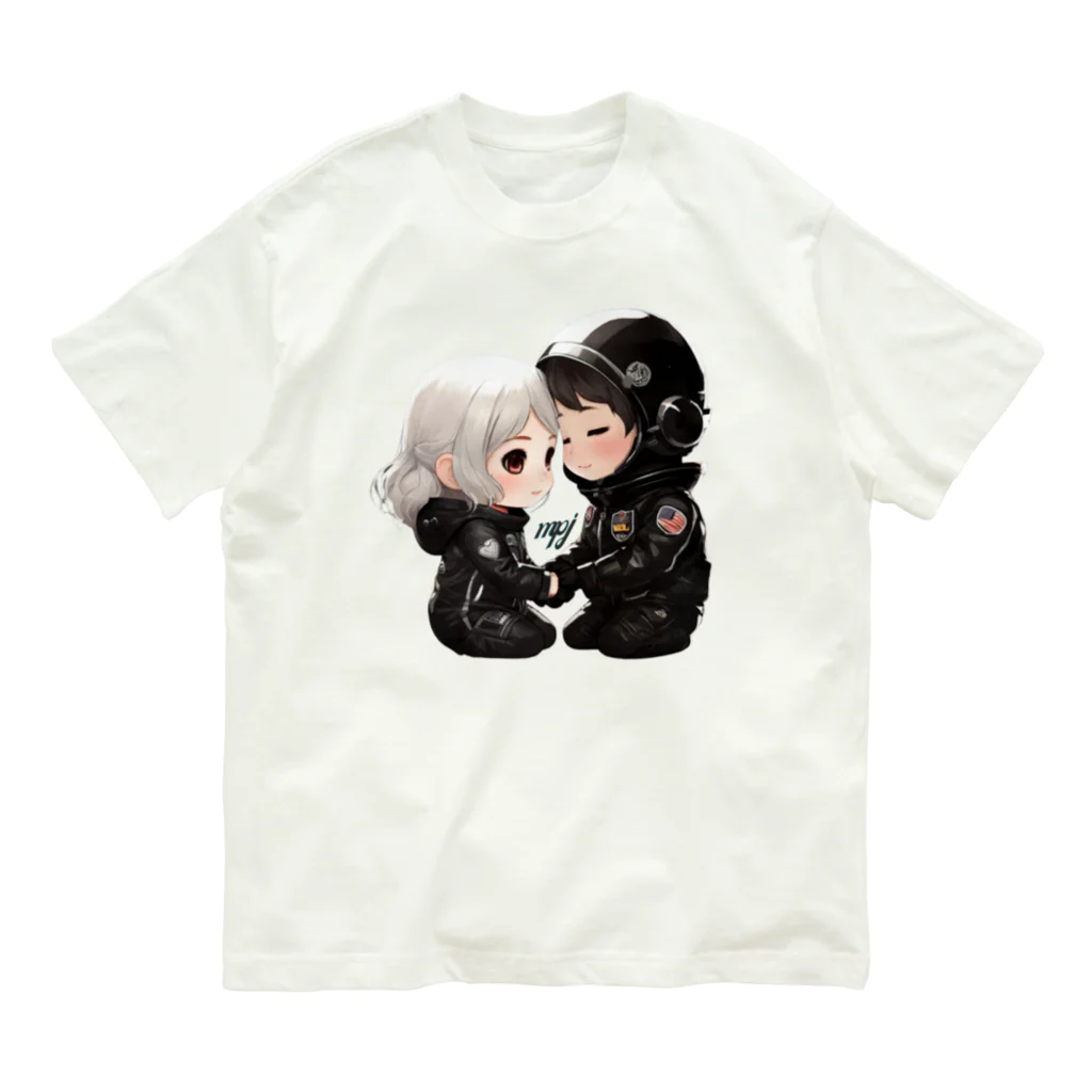 RANRAN2432MPJのライダースLOVEカップル オーガニックコットンTシャツ