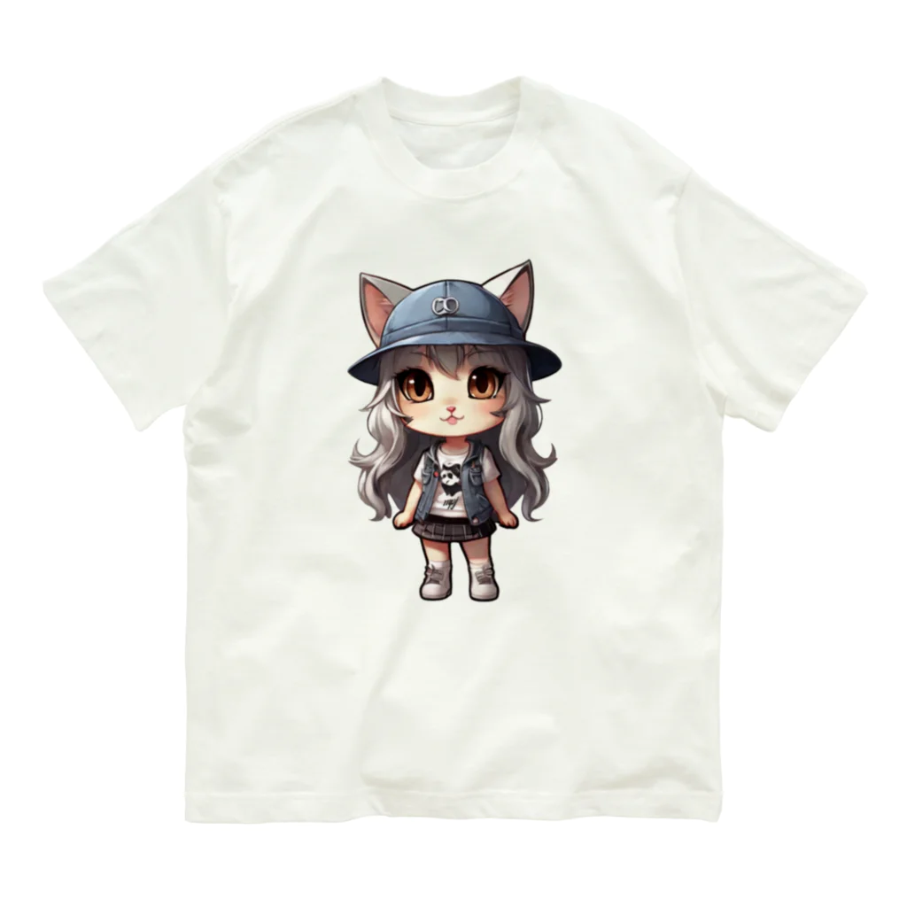RANRAN2432MPJの猫派アイドル　にゃにゃ美ちゃん オーガニックコットンTシャツ