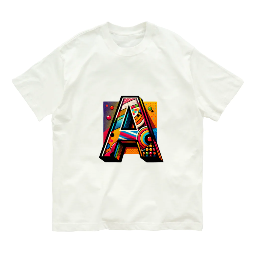 MushikingのアルファベットのA オーガニックコットンTシャツ