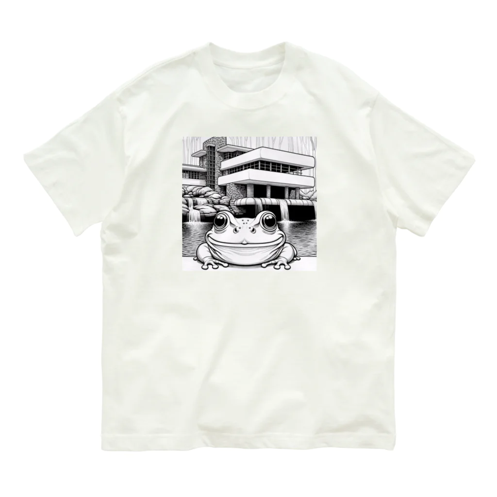 archifrogの落水荘風の建築物に佇むカエル Organic Cotton T-Shirt