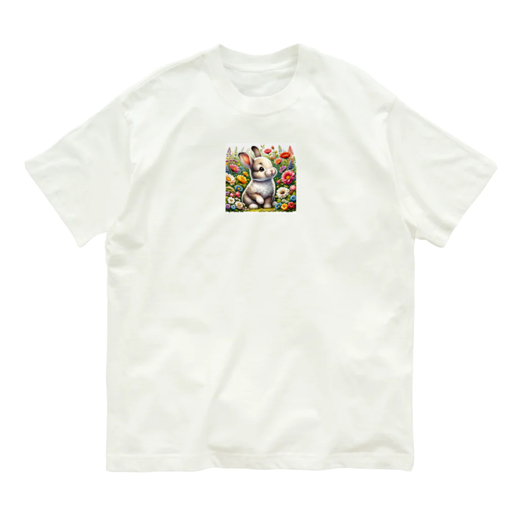 Yuya-Naganoのとってもキュートなラビット２ オーガニックコットンTシャツ