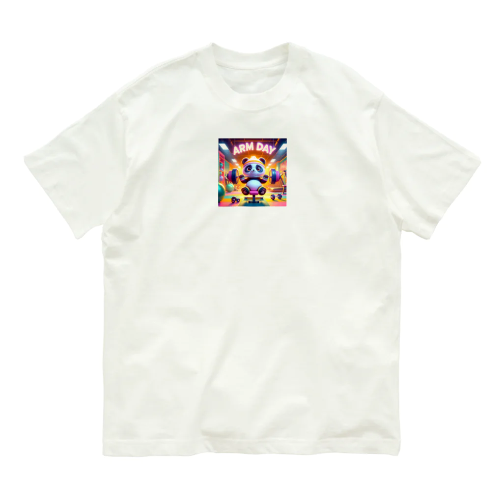 サウナマッチョの筋トレパンダ　arm day Organic Cotton T-Shirt