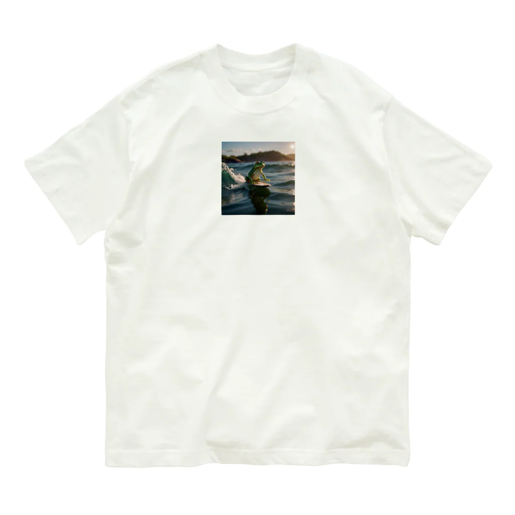 Shuji Nのカエルがサーフィン Organic Cotton T-Shirt