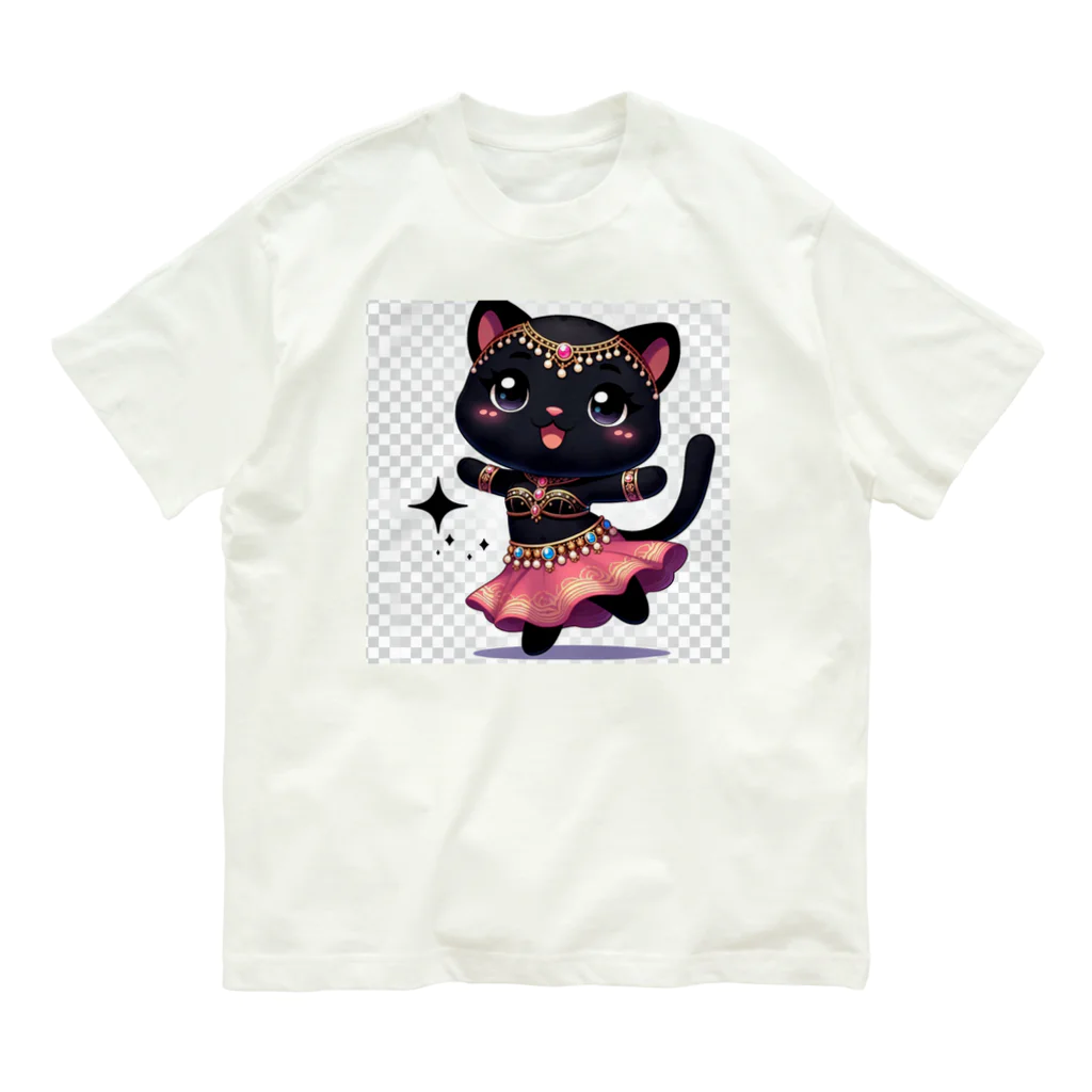 ベリーBellyの黒猫ベリーダンス オーガニックコットンTシャツ