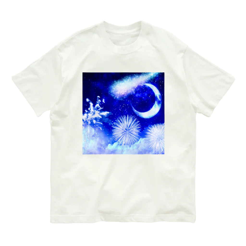 mantahiの星と花火 オーガニックコットンTシャツ