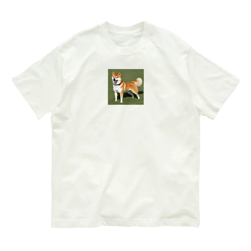 柴犬大好きマンのかわいい柴犬　赤毛 オーガニックコットンTシャツ