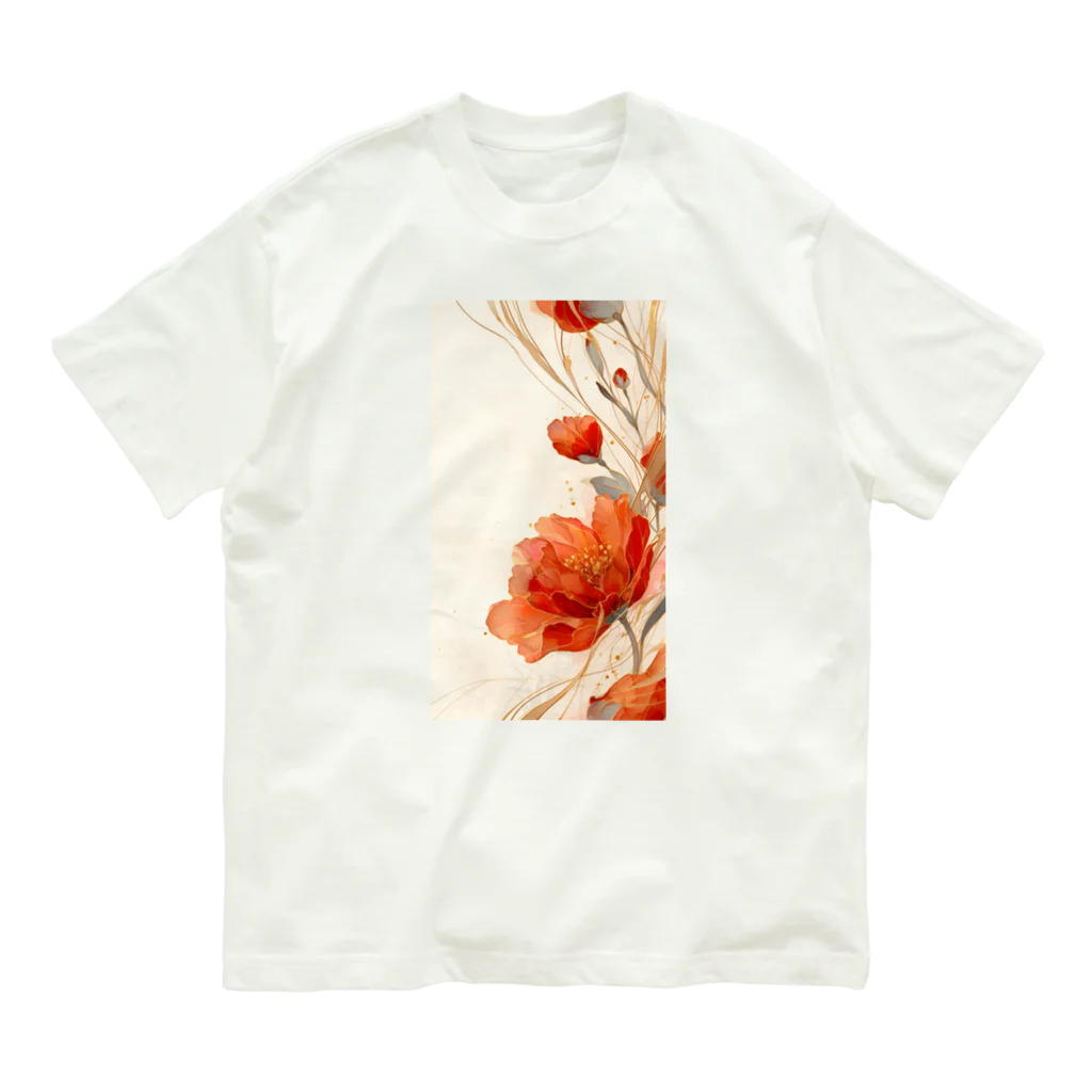 cute styleのlucky flower -red オーガニックコットンTシャツ