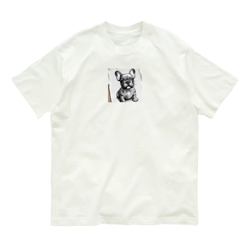 鼻ぺちゃ犬と和猫のフルブルのTシャツT オーガニックコットンTシャツ