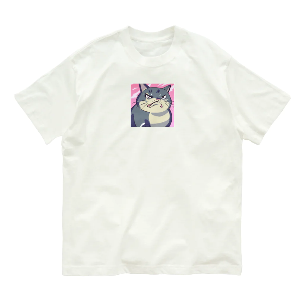 burebiの怒る猫 オーガニックコットンTシャツ