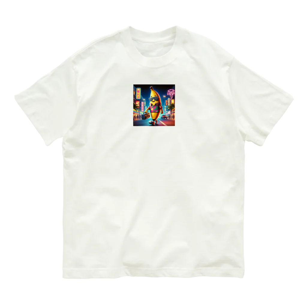 POLYPCのバナナくんのNight City オーガニックコットンTシャツ