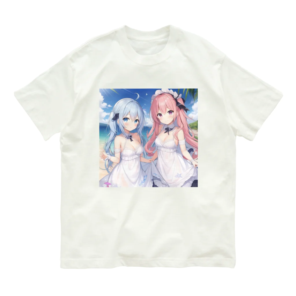 AzurのAzur&Azvl 白ワンピース オーガニックコットンTシャツ